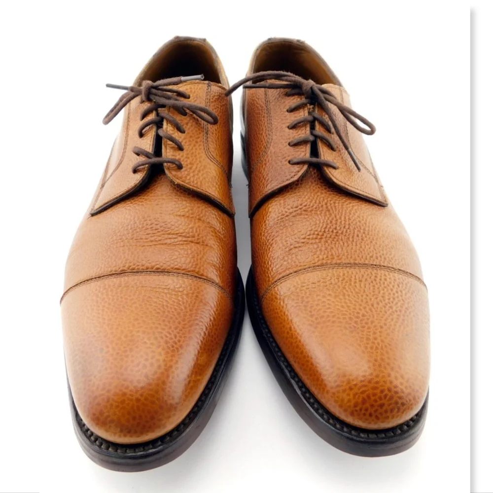 ALFRED SARGENT AS Natural Tan Brown Leather Cap Toe Oxfords Shoes 10.5 UK